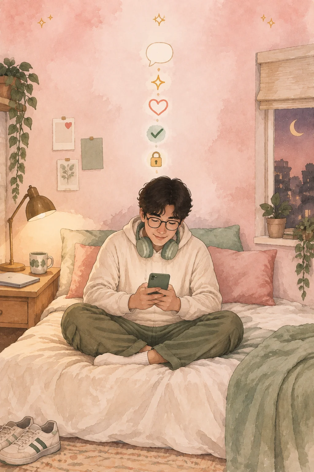Guy checking his phone after sharing his purity score